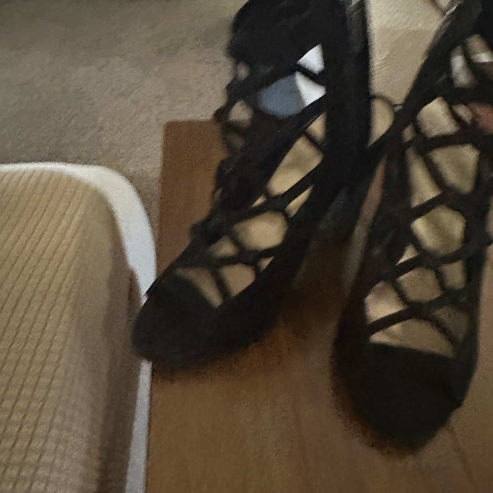 Women’s Black suede strappy heels